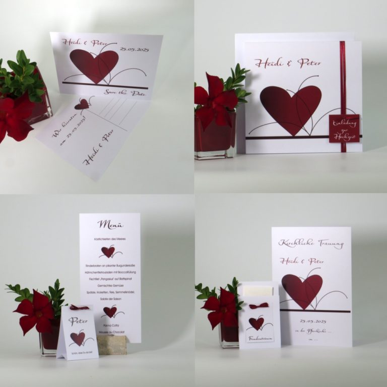 Rote Hochzeit Einladungen und Kartensets